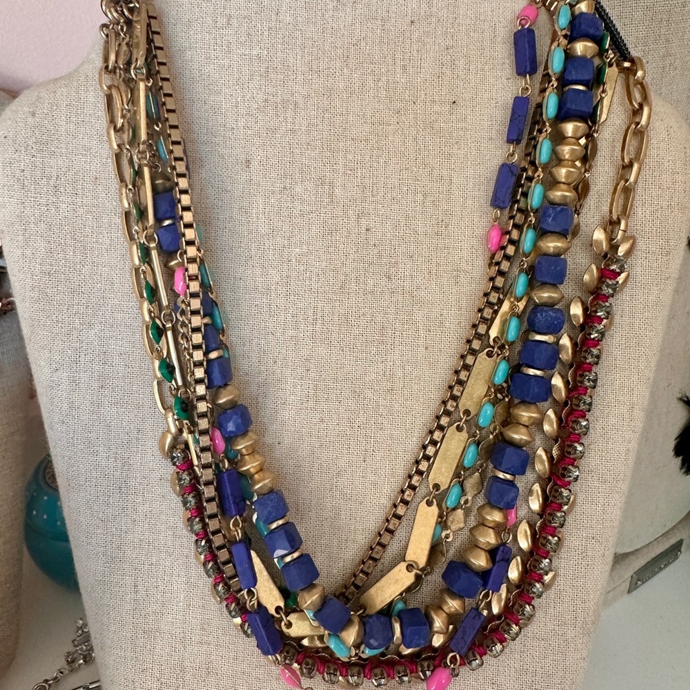 Stella & Dot Vibrant Blue and Gold Necklace